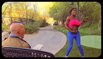 Ebony Nymph Takes on Park Flasher's Public Penetration