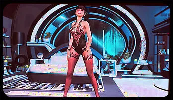 Seductive Eve in Black Pearl Lingerie Teases in Luxury Suite