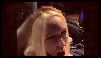 Blonde BBW Seduces in Car with Intense Facial Action