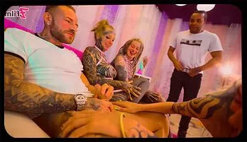 Heavily Inked Babes Savor BBC & White Cock in Wild Group Sex Orgy