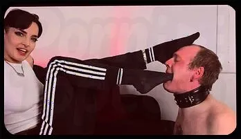 Gothic Domination: Petite Hunter Bradley Sniffs, Licks & Worships Her Smelly Socks & Feet