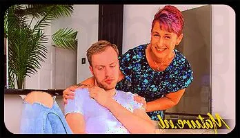 British Mature Cougar Comforts Young Boy in Naughty Ways
