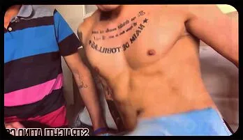 Intense Bareback Experience: Tattooed Jock and Straight Latino