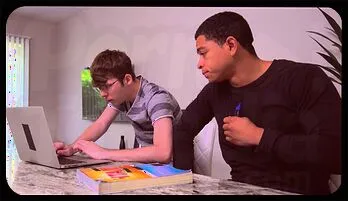 Black Twink Leon Shows Off His Huge Boner to Nerd Dakota Lovell