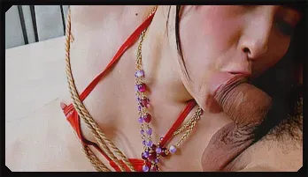 Tied up Rika Sonohara in red lingerie has her mouth used