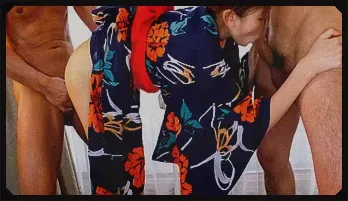 Japanese blowjobs on two cocks by Kaori Maeda