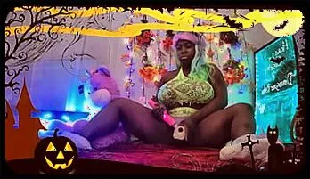 Seductive Latina Cosplay Dino Babe's Halloween Dildo Tease!