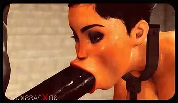 Interracial BDSM Action in Sci-fi Prison with Busty Brunette