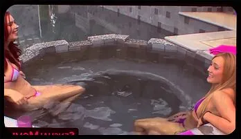 Intimate Poolside Affair with Redhead Stepmom and Teen