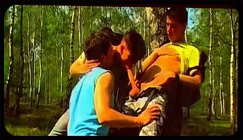 Intense Outdoor Anal Threesome with Hung Jock